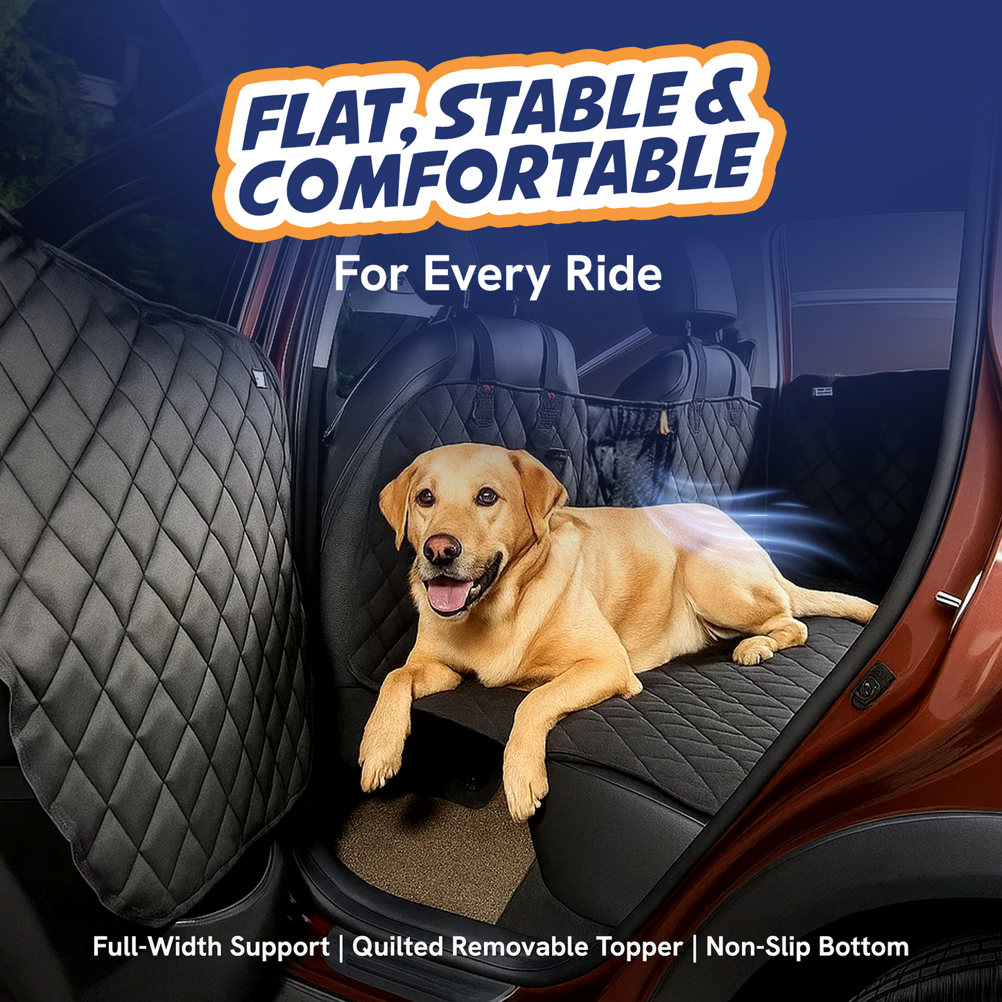 Panther Armor Dog Car Seat Cover Set with 2 Door Protectors – Washable Removable Topper, 8-Panel Foldable Design, Water-Resistant Hard Base Backseat Extender for Small & Medium Cars