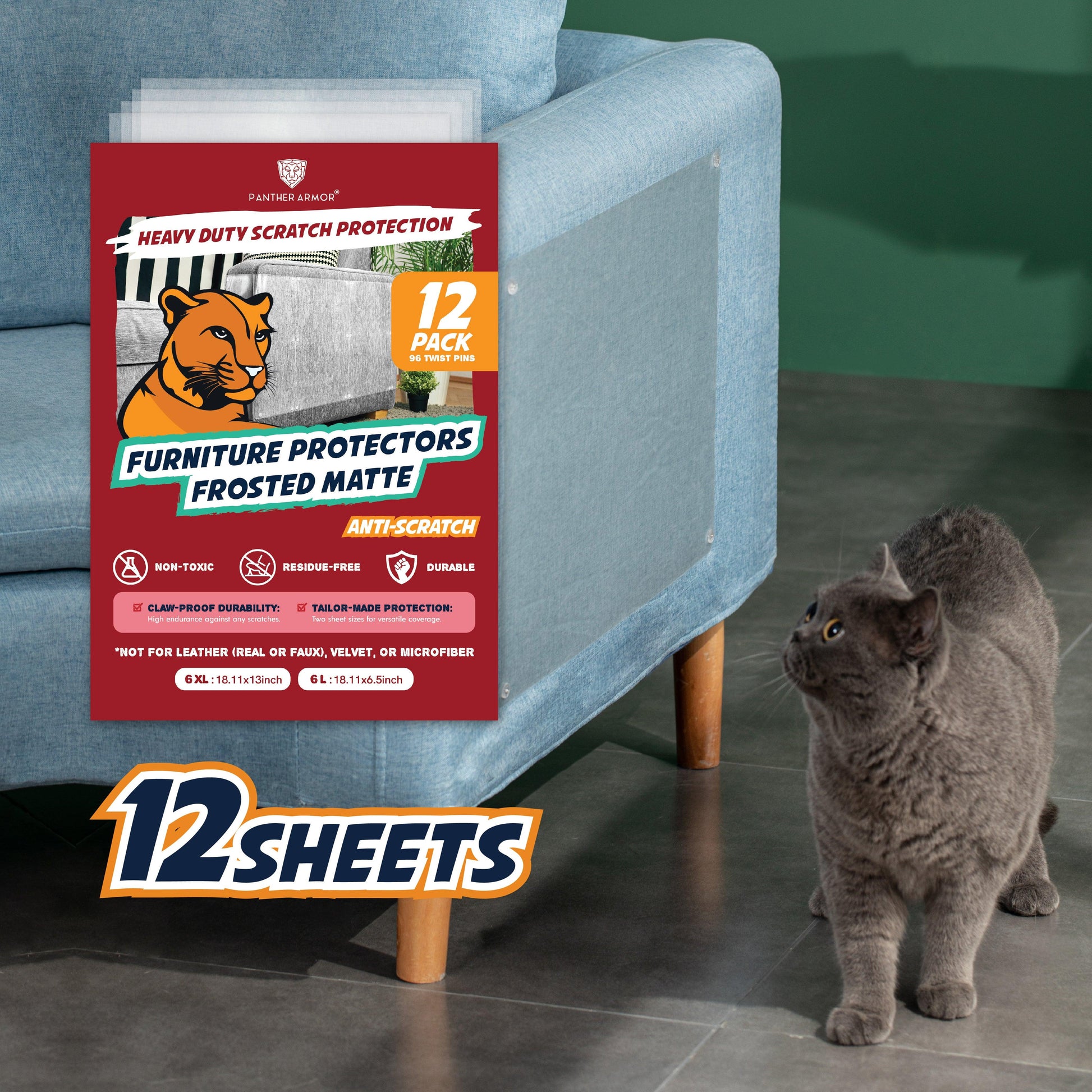 Frosted Matte Furniture Protectors 12-Sheets - Panther Armor