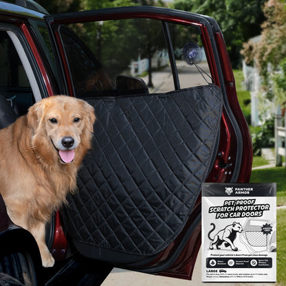 Panther Armor Car Door Protector for Dogs, Scratch Resistant Liner with Clips & Suction Cups.