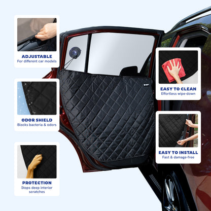 Panther Armor Car Door Protector for Dogs, Scratch Resistant Liner with Clips & Suction Cups.