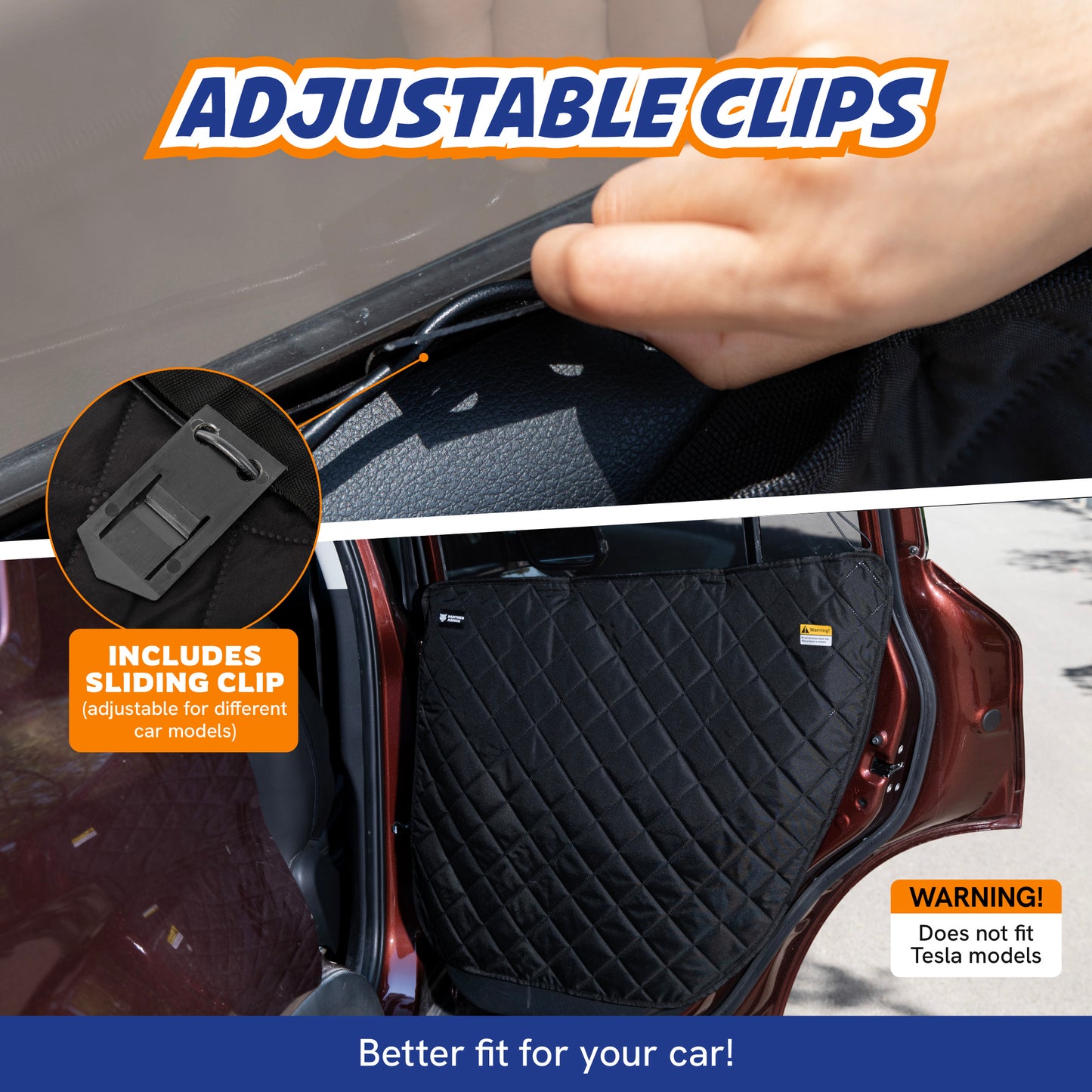 Panther Armor Car Door Protector for Dogs, Scratch Resistant Liner with Clips & Suction Cups.