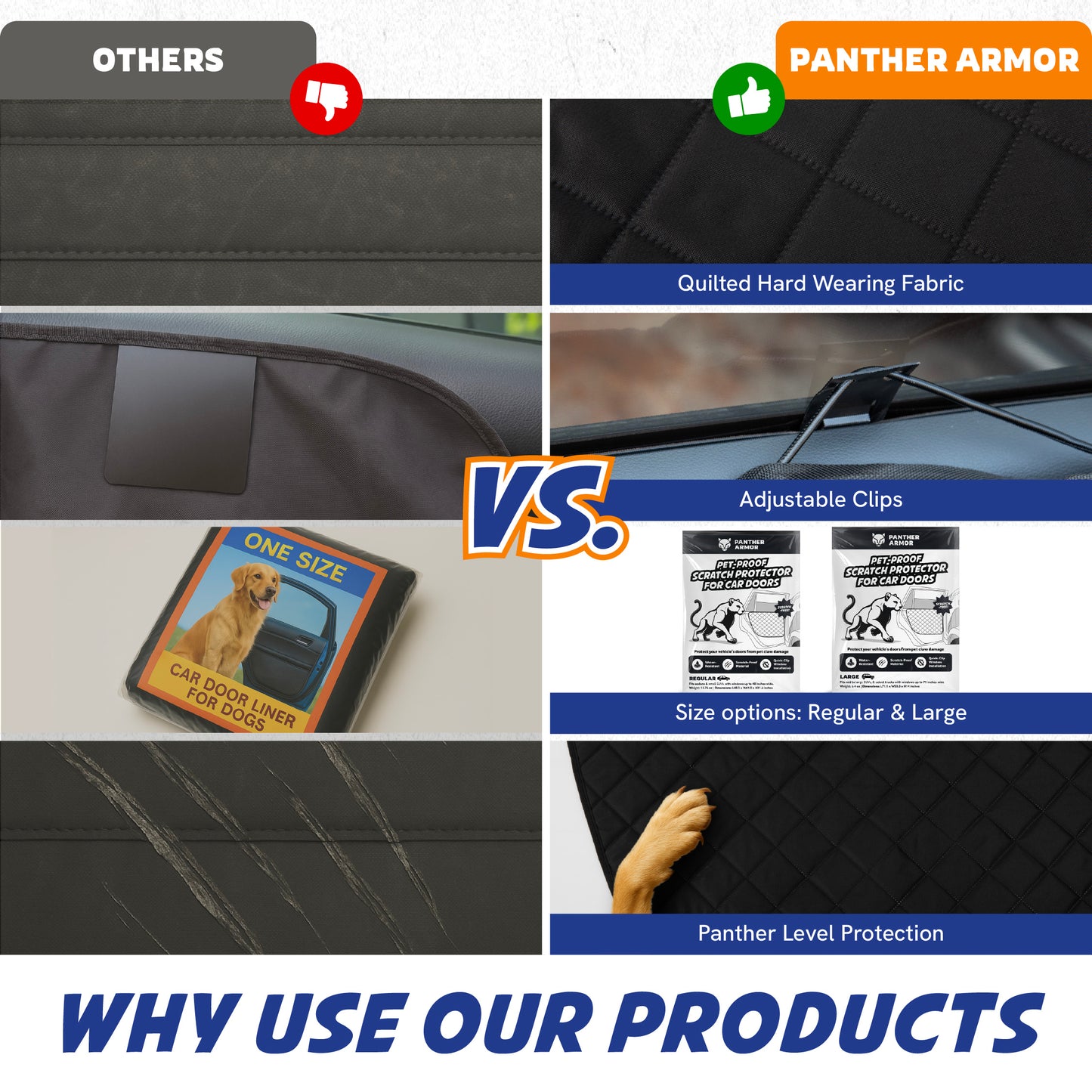 Panther Armor Car Door Protector for Dogs, Scratch Resistant Liner with Clips & Suction Cups.