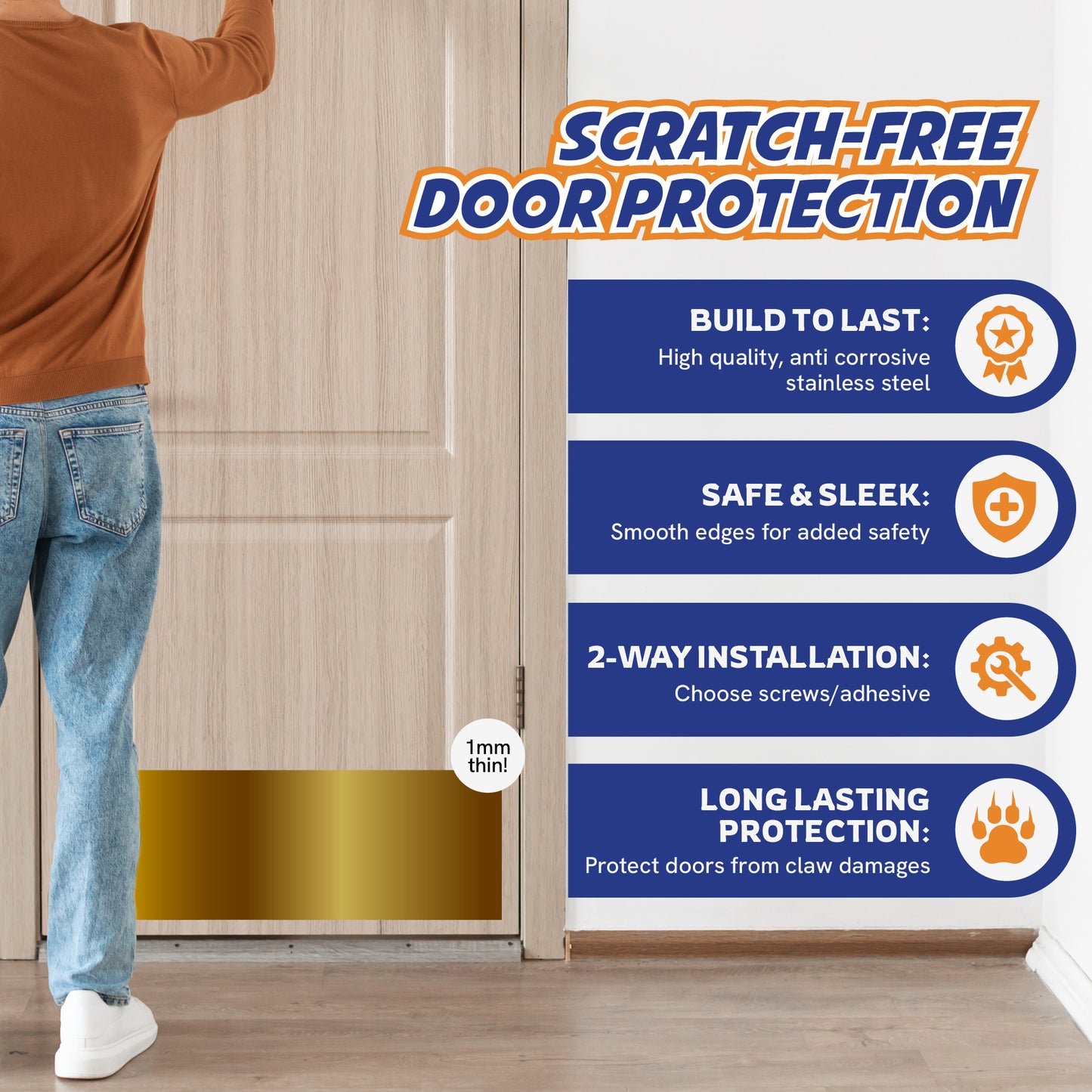 Stainless Steel Scratch Guard for Doors [Gold]