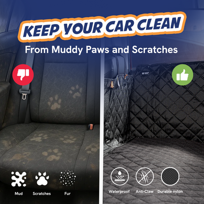 Panther Armor Dog Car Seat Cover Set with 2 Door Protectors – Washable Removable Topper, 8-Panel Foldable Design, Water-Resistant Hard Base Backseat Extender for Small & Medium Cars